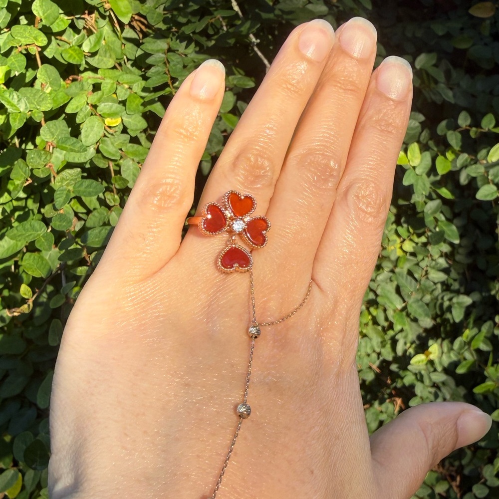 Red Stone Gold Plated Ring - Picture 7 of 9